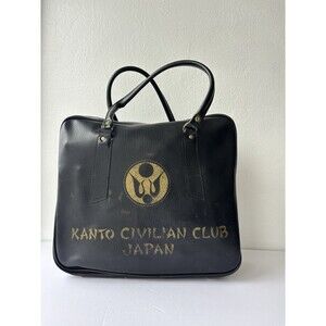 Vintage Black travel bag Tote Purse  vinyl Kanto Civilian Club Japan